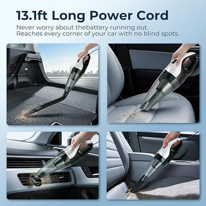 ezly Hand Held Car Vacuum Cleaner 6000PA Powerful Suction, Portable Mini Car Vacuum Cleaner, Handheld Vacuum with Washable Filter for Car/Office/Home, Pet Hair, Corded 13.12FT