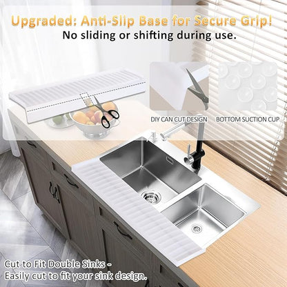 Sink Edge Protector with Suction Cup 4"x30" 20" 14", Silicone Sink Splash Guard for Kitchen & Bathroom, Protect Countertop from Scratches, Stains, for Stainless Steel Granite Quartz-Clear