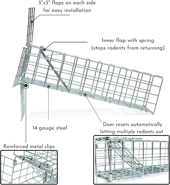 Excluder One Way Squirrel and Rodent Trap - Control Mice, Rats, Bats, Squirrels and More - Fine Copper Mesh Wool Included To Seal Hole- Better than Steel Wool - Good for Attic Door (3 x 3 Opening)