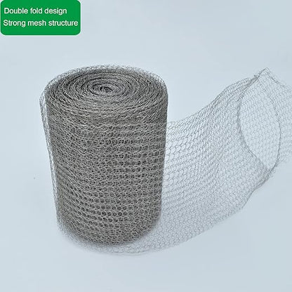 Wire Mesh for Mice Control, 5" x 33FT Stainless Steel Wool, Double Layer Rodent Mesh Barrier, Stainless Steel Mesh Hole Filler, Flexible Stretchy for Garden House and DIY