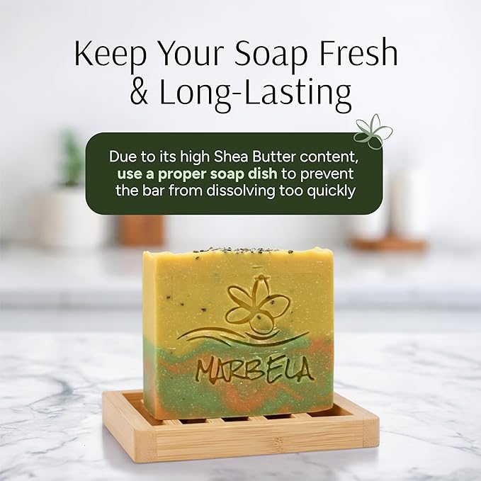 Marbela Cosmetics Handmade Soap Bar - Made in USA, Vegan Friendly, Palm Oil Free, Natural Bar Soap - Gentle Face & Body Soap for Daily Skin Care, Moisturizing - 3.5 oz (Fresh Mango)