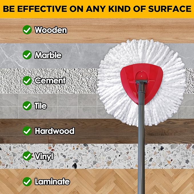 Mop Head Replacement for O-Cedar EasyWring, Mop Heads Replacements with Microfiber, Easy-Cleaning and Machine-Washable, Pack of 6 Mop Replace Heads