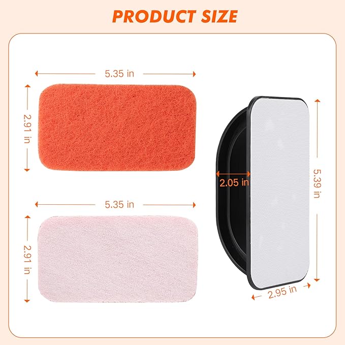 Griddle Scour Pads, Non-Scratch Nylon Scouring Pads with Handle, Grill Scrubbers, Cast Iron Polishing Pads, Heavy Duty Scrubbing Pads for Cleaning Walls- 11 Scrub Pads and 1 Handle