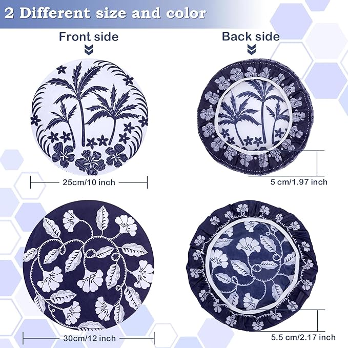 2 Large Reusable Beeswax Bowl Covers for Bread Proofing, 10/12 Inch Elastic Beeswax Wraps Cotton Cloth Sourdough Bowl Covers for Proofing Baskets, Mixer Bowls, Food Storage Containers