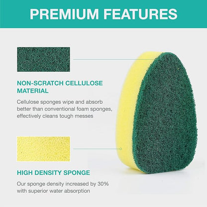 Dishwand Refills Sponge Heads, Dish Wand Refill Non Scratch Replacement, Heavy Duty Scrub Dots Brush Dispenser,Non Scratch Dishwand Refills Handle