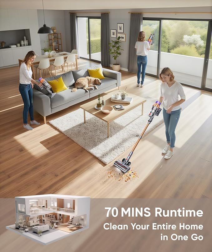Cordless Vacuum Cleaner, 650W 55KPA 70Mins Vacuum Cleaners for Home,Stick Vacuum with Self-Standing ,Wall Mount Dock, 3.3Ft Hose,Aromatherapy, Household Vacuum for Pet Hair/Carpets/Hardwood（X7A Pro）