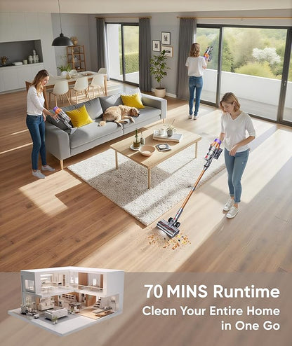 Cordless Vacuum Cleaner, 650W 55KPA 70Mins Vacuum Cleaners for Home,Stick Vacuum with Self-Standing ,Wall Mount Dock, 3.3Ft Hose,Aromatherapy, Household Vacuum for Pet Hair/Carpets/Hardwood（X7A Pro）
