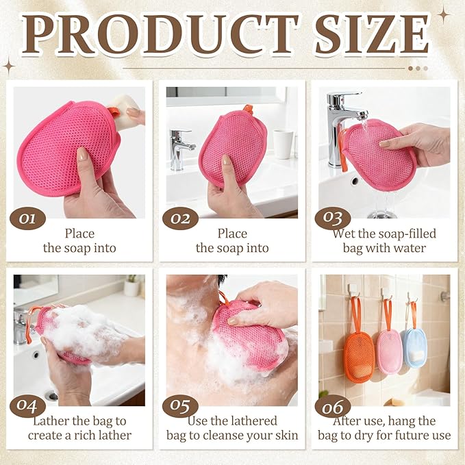 10 Pcs Mesh Soap Saver Bags Colorful Exfoliation Bar Lathering Soap Pouches Double Sided Pocket Bags for Rich Lather Body Face Cleaning