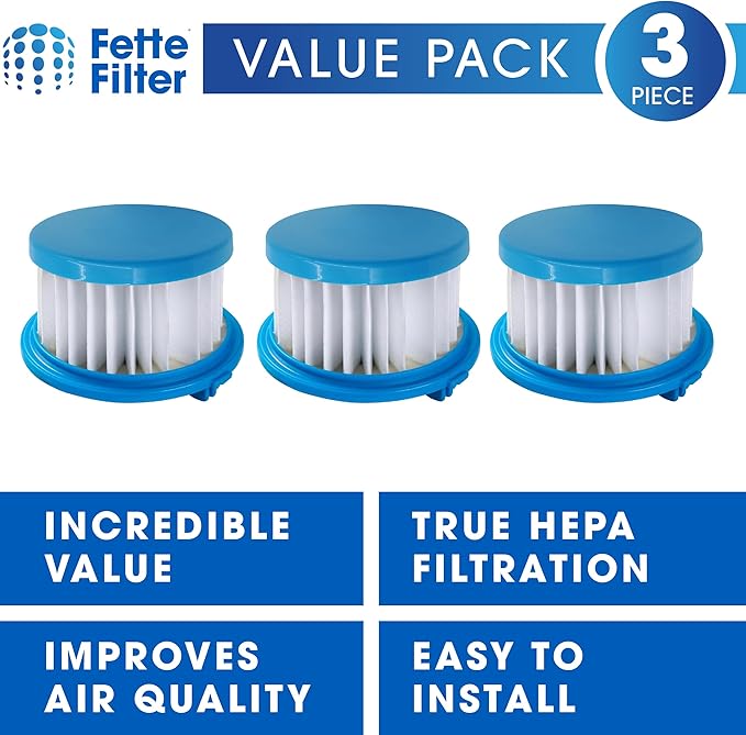 Fette Filter - A32F02 HEPA Filter Compatible with Ryobi ONE+ 18V Cordless Wet/Dry Hand Vacuum PCL702 PCL702B PCL702K. Compare to Part #A32F02. Pack of 3