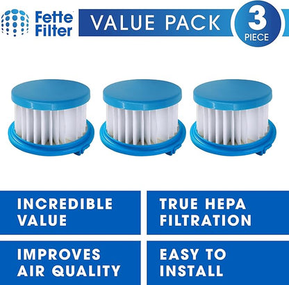 Fette Filter - A32F02 HEPA Filter Compatible with Ryobi ONE+ 18V Cordless Wet/Dry Hand Vacuum PCL702 PCL702B PCL702K. Compare to Part #A32F02. Pack of 3