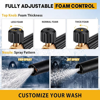 2 Pack Foam Cannon with 1/4" Quick Connector for Pressure Washer, 1000-3000 Psi, 1 Liter, Adjustable Nozzle Foam Cannon for Car Washing