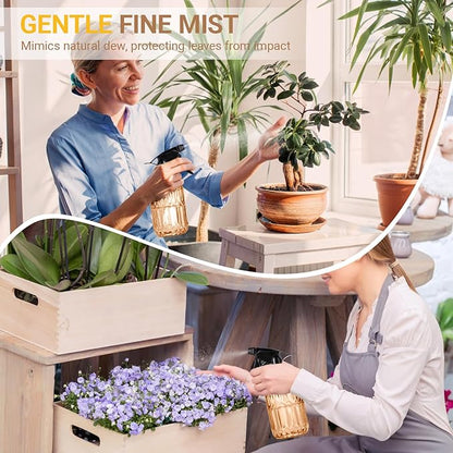 Glass Plant Spray Bottle, 13.5 oz small plant mister, Leak Proof Fine Mist Watering can with Adjustable Nozzle for Indoor Plants Lover, Gardening, Hair, Cleaning Solutions (Orange)