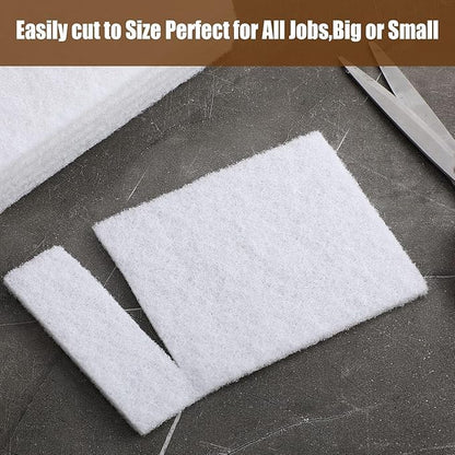 Hoolerry 40 Pcs White Scrub Pads Light Duty Scouring Non Woven Pad Non Scratch Abrasive Hand Multipurpose Scouring Sponge Multi Surface Scrubber Pads for Cleaning Polishing Home(4.5 x 10 Inch,White)