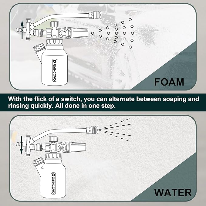 Raincovo Dual Connector Lance Pressure Washer Foam Cannon, Power Washer Soap Attachment, Dual Lance Pressure Washer Wand with 5 Nozzles Tips, 1/4" Quick Connect