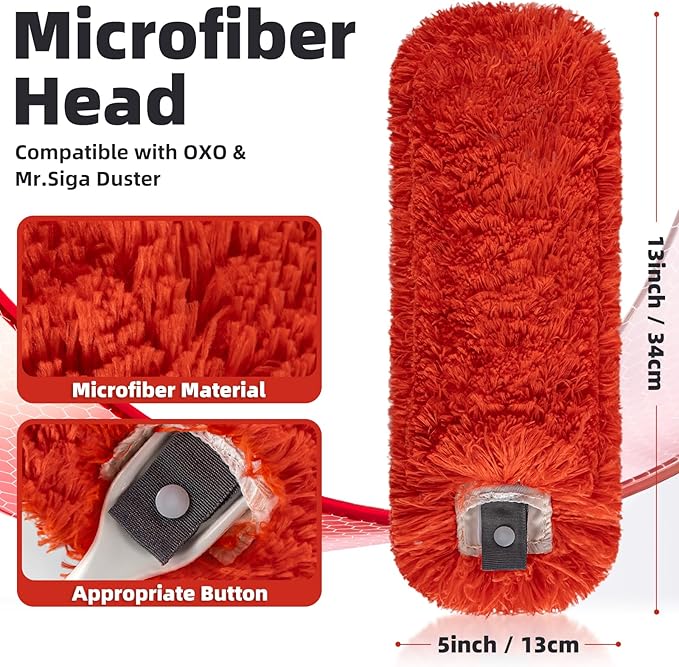 4 Pack Microfiber Reusable Duster Refills, Compatible with OXO Good Grips Microfiber Handle & MR.SIGA Lint Free Microfiber Duster, Washable Dusters Refill for Cleaning (NOT Include Handle)