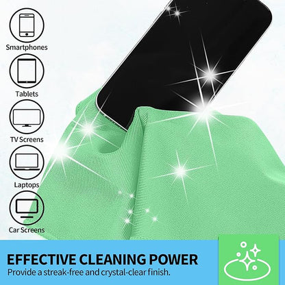 Microfiber Cleaning Cloth, 12 Pack Window Glasses Cleaning Cloth, Reusable Lint-Free Streak Free Polishing Cloth Wipes for Stainless Steel, Eyeglass, Mirror, Screen & Lense, Sage Green