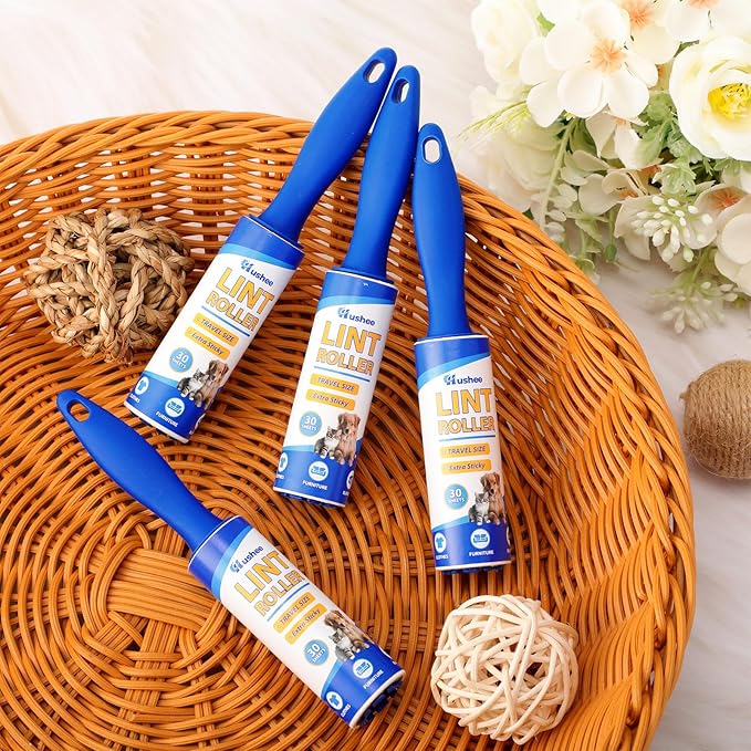 Hushee 20 Pcs Mini Lint Roller Bulk for Travel Small Lint Removers for Pet Hair and Clothes, 20 Rolls, 600 Sheets, Travel Size Removers Sticky Removing Tool for Travel, Gift Bags, Furniture, Car Seat