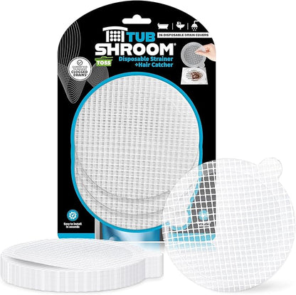 TubShroom Toss 26pk Disposable Drain Covers - Hair Catcher Mesh Sticker Strainers for Shower Bathtub and Bathroom Sink Drains to Prevent Clogged Drains, Half Year Supply