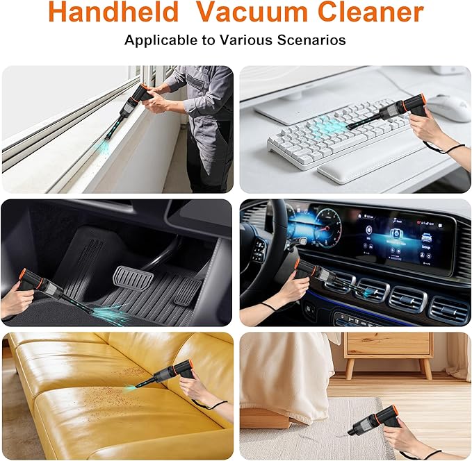 F32MAX Compressed Air Duster-150,000RPM Super Power Electric Air Duster and Vacuum Cleaner & Bag Vacuum Sealer 3-in-1，for PC Keyboard Cleaning, Car Interior Cleaning.