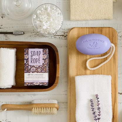 Pre de Provence Soap on a Rope Shea Butter Enriched French Bar Soap, 200g, Lavender