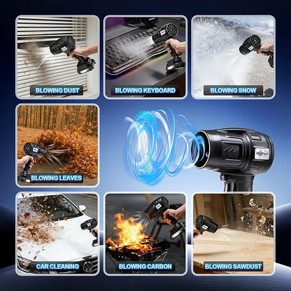 21V Handheld Leaf Blower – 98,000RPM High-Speed Motor, 1.7LB Ultra-Lightweight Hand Blower with 2 Batteries & Charger for Yard, Patio, Car Drying & Workshop