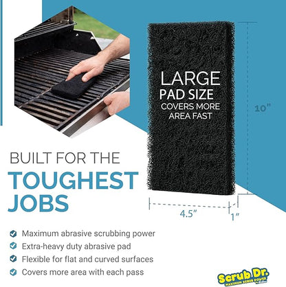 Tile Doctor High-Abrasion Extra Heavy-Duty Scrub Pads 12-Pack 7E-N556-IFSL, Gas Grill, Charcoal Grill, and Blackstone Griddle Scouring Pad, Ideal Dish Scrubber, Shower Scrubber, and Cleaning Sponge