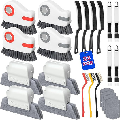 23 Pcs Window Track Cleaner Tools Set, Window Groove Cleaning Brush Kit for Sliding Door, Sill, Tile Lines, Shutter, Car Vents, Keyboard, Air Conditioner