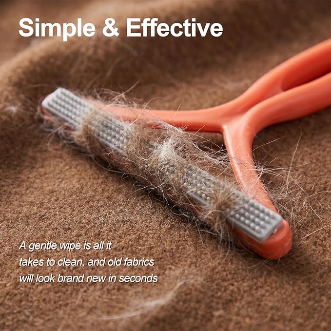 2PCS Fuzz Remover Portable Hand Lint Shaver Reusable Double Sided Travel Carpet Scraper Hair Removal Rake Brush Tool for Couch, Carpets, Cat Trees, Car Mats, Furniture, Clothes, Pet Houses, Dog & Cat