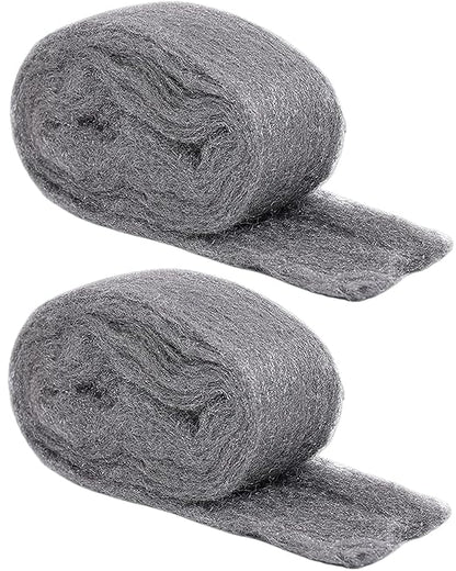 Steel Wool for Mice Control - 2 Pack of 3×10Ft Steel Wool, Gap Filter for House & Garage - Keep Mice Away from Holes，Siding，Pipeline，Vents in Garden, House, 7.04oz (2, 100g)