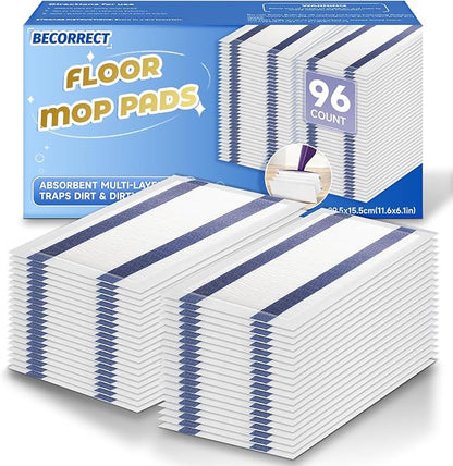 96 Pack Mop Pad Refills for Swiffer Wet Jet Mop Pads, Disposable Mopping Pads Refill for Multi Surface Floor Cleaning, 4-Layer Super Absorbent & Heavy Duty