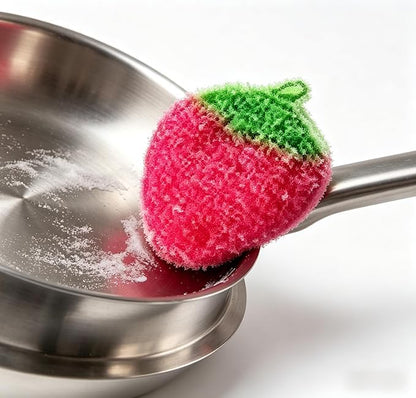 Strawberry Dish Scrubber Non Scratch Dish Washing Scrubbers Reusable Household Cleaning Kitchen Tools for Dishwashing Washing Dishes Cookware Tubs Sinks, Rose Red
