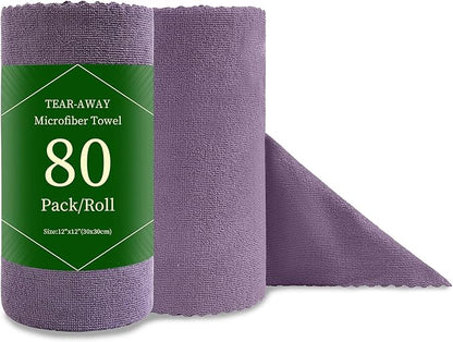 Jessy Home 80 Pack Microfiber Cleaning Cloth Roll Reusable Paper Towels 12"x12" Tear Away Cloth, Microfiber Towels for Cars, Wash Cloths, Lint Free Rags for House, Kitchen,Window,Cleaning Supplies