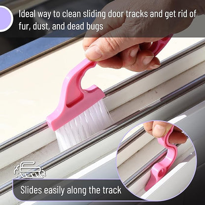 Slick- Window Track Cleaning Brush, 4 Pack, Ergonomic Handle, Built-in Scraper, Multipurpose, Window Track Cleaning Tools