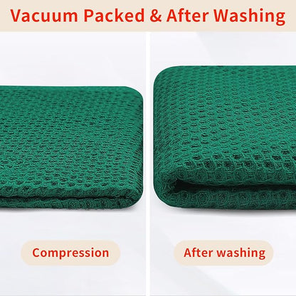Homaxy 100% Cotton Waffle Weave Kitchen Dish Towels, Ultra Soft Absorbent Quick Drying Cleaning Towel, 13 x 28 Inches, 6-Pack, Dark Green