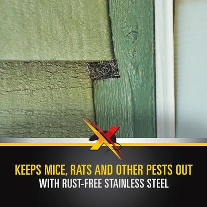 Xcluder Rodent Control Fill Fabric Roll, 4” x 10’ Stainless Steel Wool Protects Against Rats and Mice for Residential & Commercial Property,Black