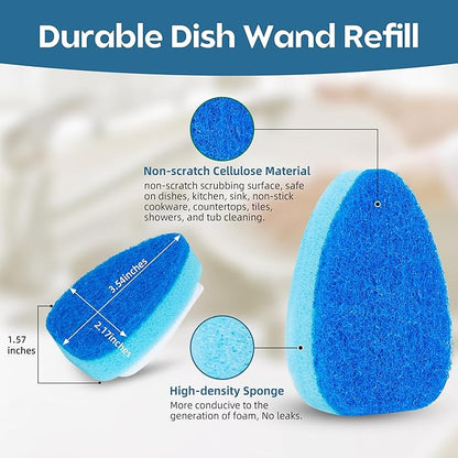 Non-Scratch Dish Wand Sponge Refills 12 Pack, Zero-Scratch Sponge Replacement Heads Fits Soap Dispensing Handle, Scratch-Free Dishwand Refill Heads, Safe for Nonstick Cookware and Kitchen Surfaces