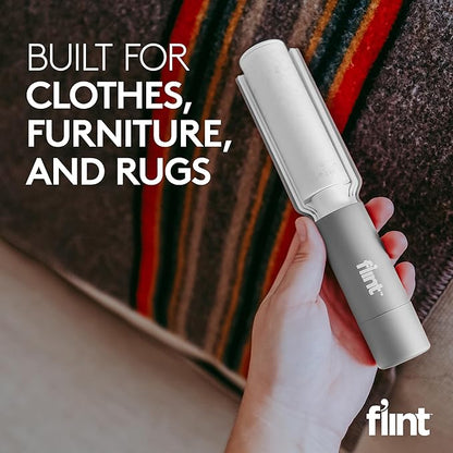 Flint Plus XL Retractable Lint Remover & Pet Hair Roller for Clothes – Refillable & Reusable Lint Roller with 140 Extra Sticky Tear-Off Sheets – Value Pack, Light Grey