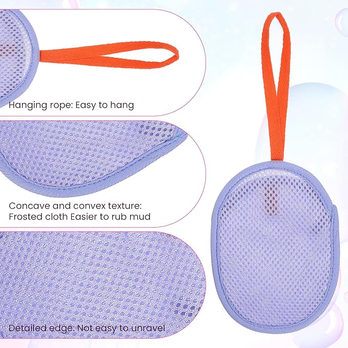 4 Pcs Mesh Soap Bag, Exfoliating Soap Pouch, Soaps Loofah Pouch for Women and Men, Bar Soaps Scrubber Pouches for Shower Bathing Accessories (Gray, Purple, Orange, Coffee)
