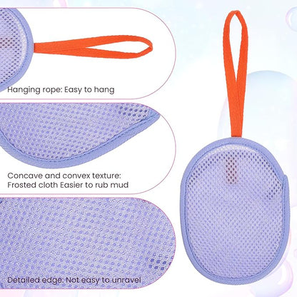 4 Pcs Mesh Soap Bag, Exfoliating Soap Pouch, Soaps Loofah Pouch for Women and Men, Bar Soaps Scrubber Pouches for Shower Bathing Accessories (Gray, Purple, Orange, Coffee)
