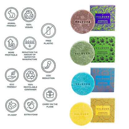 Valquer Exotic Sunrise Shampoo Bar (orange and papaya extract). Antioxidant, Moisturizing and Purifying. Soap free, No Plastics, natural shampoo 50g