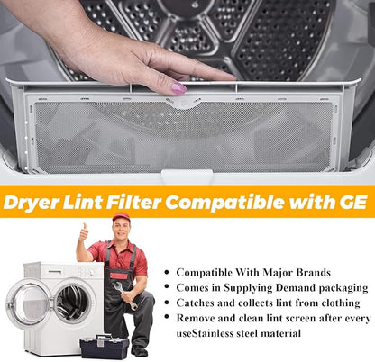 GTD42EASJ2WW GTD33EASK0WW GTX22EASK0WW WE03X23881 Dryer Lint Filter Replacement for GE Hotpoint Dryer Filter WE03X23881 StainlessSteel general electric appliances dryer lint filter screen by Techecook