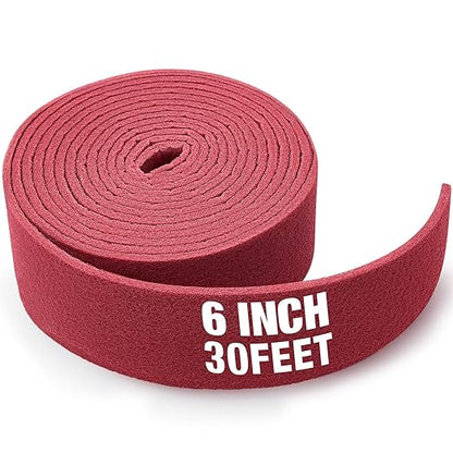30 ft x 6 in Fine General Purpose Scuff Pads 7447 Roll Large Maroon Abrasive Hand Sanding Non Scratch Woven Aluminum Oxide Cuttable Pad Scouring Surface Kitchen Preparation Scuffing Cleaning