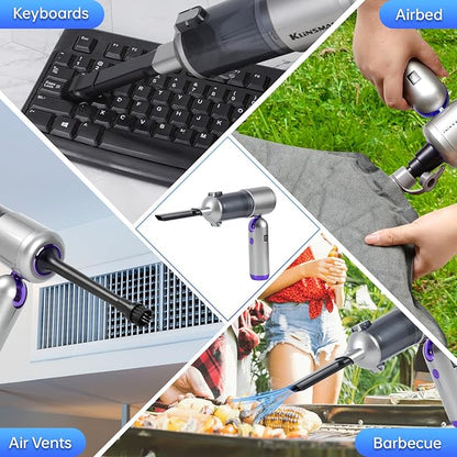 Bug Vacuum Catcher, Handheld Car Vacuum Portable Cordless, 17KPa High Power Suction, Air Duster & Inflator with Multi-Nozzles for Spider, Tent, Travel, Garden, 180° Foldable AeroVac Car Vacuum V15 Pro