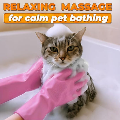 Dog Hair Removal Products – Cat and Dog Shampoo Gloves with 3000 Soft Bristles, 2-in-1 Dog Bath Gloves 11.6", Silicone, Saves Shampoo | Massage, Grooming & Clean Wet or Dry, Every Breed & Coat (Pink)