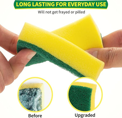 Heavy Duty Scrub Sponges 24 Pack, Double-Side Design, Long-Lasting Kitchen Sponges, High Density Dish Sponge.