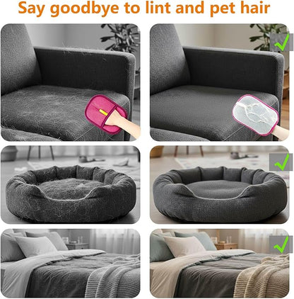 Pet Hair Removal Glove - Electrostatic Cat Dog Hair Remover Glove, Reusable Magic Brush Pet Hair Remover Tool for Couch, Carpet, and Car Seat (Pink,1 Pack)