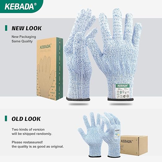 Kebada Cut Resistant Gloves, Food Grade Cut Proof Gloves for Kitchen, ANSI A4 Safety Protection, Ideal for Chef's Work, Large, (3 Pairs)