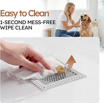 Not Moving Shower Drain Hair Catcher,Effective Hair Catcher Shower Drain,Square Flat Shower Drain Cover Protector Filter,Efficient Drainage,Hair Trap Stopper (Gray, 4 inch)
