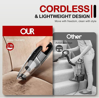 BSRCO Handheld Vacuum Cordless 8000PA, Car Vacuum Portable Cordless 30 Mins Runtime & Under 70dB Quiet, Hand Held Vacuum Cleaner, 1.4lbs Hand Vacuum Cordless for Car/Home/Office, Pet Hair