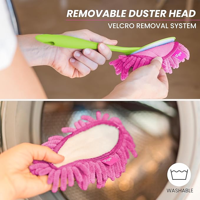 Vigar by Addis Flower Power Microfibre Duster, Green/Pink
